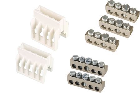 aansluitblokken en beschermkappen ABB kast L1, L2, L3, N en AARDE