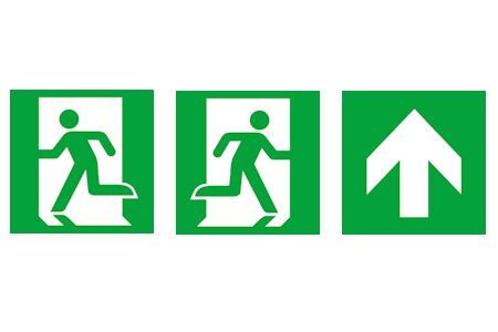Alfa pictogram kit, persoon nood uit, pijl